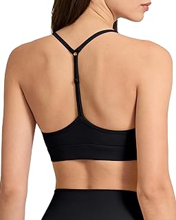 SPVISE Y Back Sports Bras for Women Padded Racerback Workout Bra Adjustable Spaghetti Thin Strap Gym Yoga Top Low Impact