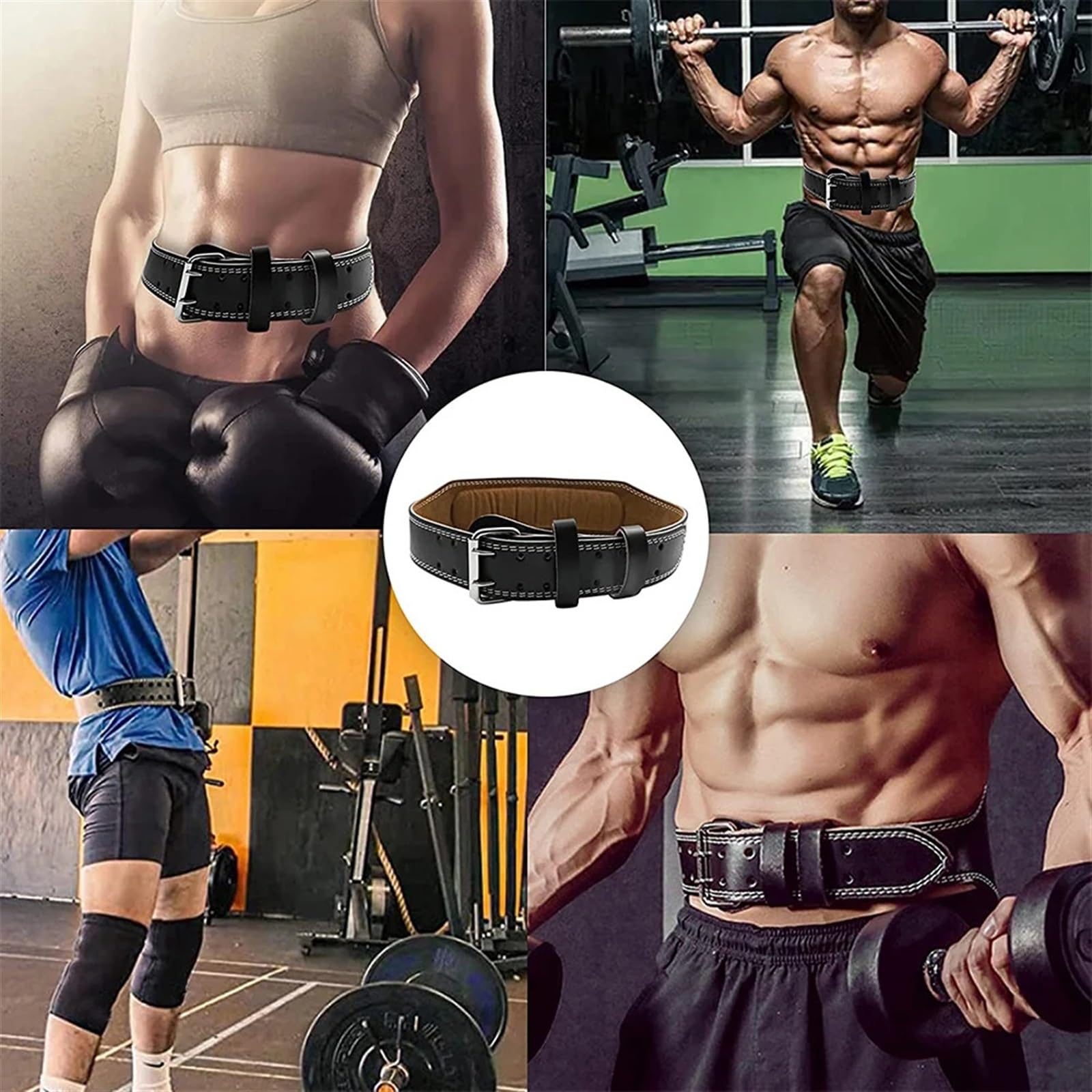 Cintura Sollevamento Pesi Cintura for sollevamento pesi in pelle | Cintura da palestra regolabile in pelle, fascia larga, unisex, for sollevamento pesi e supporto for la schiena