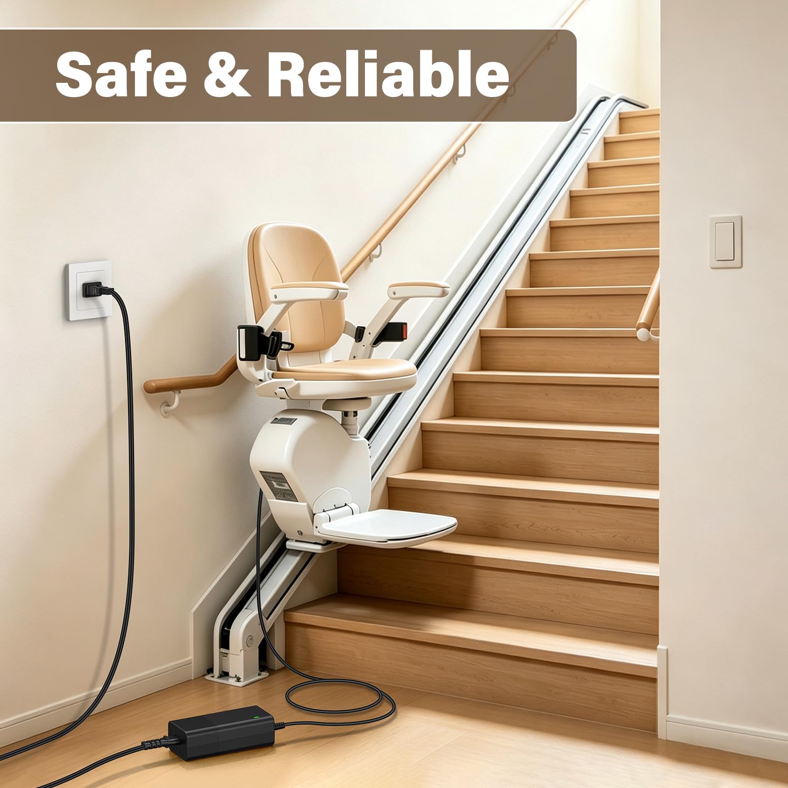 Chargeur 24 V pour monte-escalier Bruno 2402 2402N Alimentation | Cordon d'alimentation pour monte-escalier Bruno modèles 24024 24018 1550 2750 2110 2010 2000