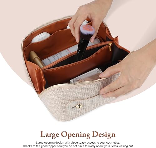 Vista 19 de KEYPOWER Bolsa de cosméticos de lentejuelas con purpurina de gran capacidad, bolsa de maquillaje de viaje, bolsa de aseo portátil brillante