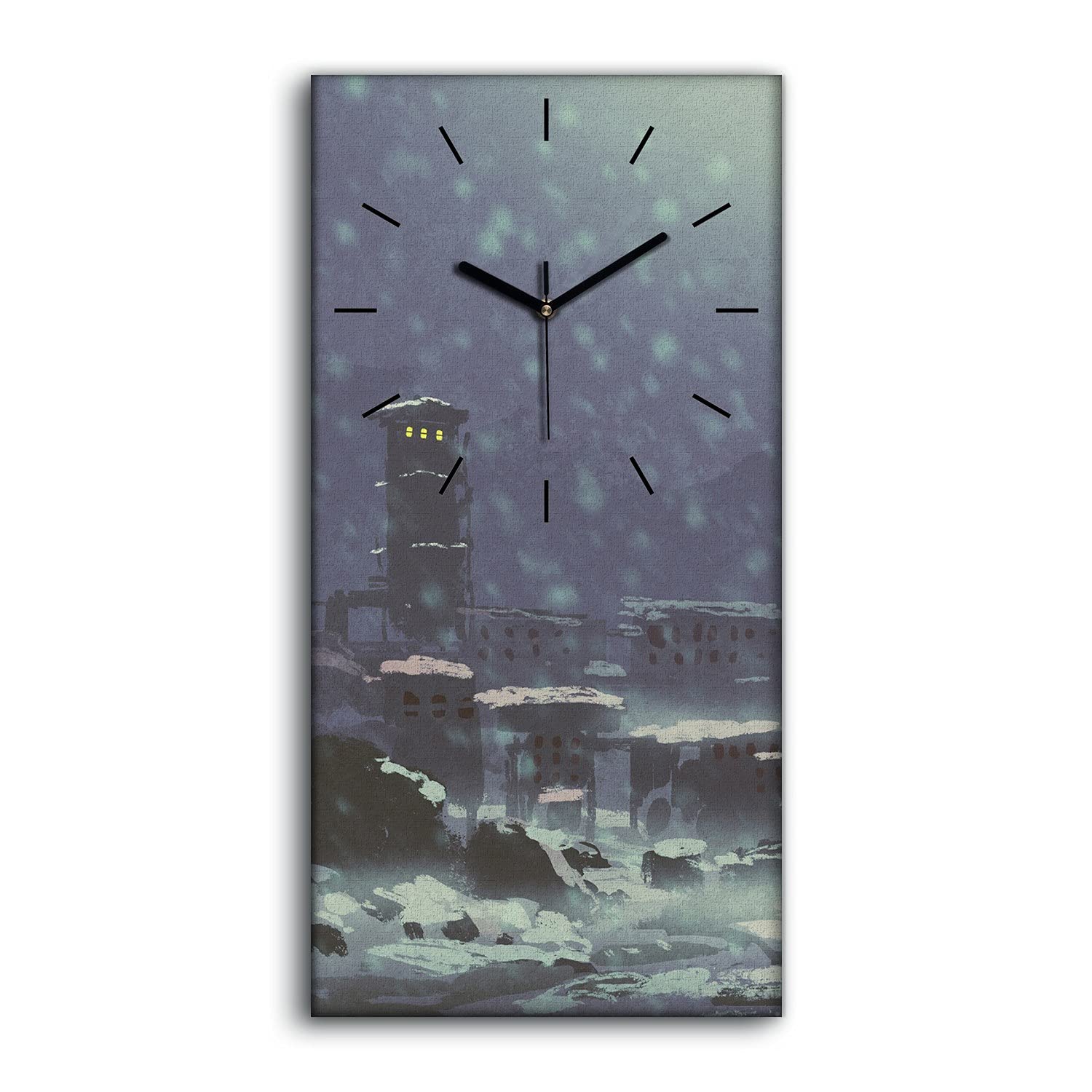 Horloge sur Toile Paysage d'Hiver Image Art Moderne Salon Décoration Murale Apaisante