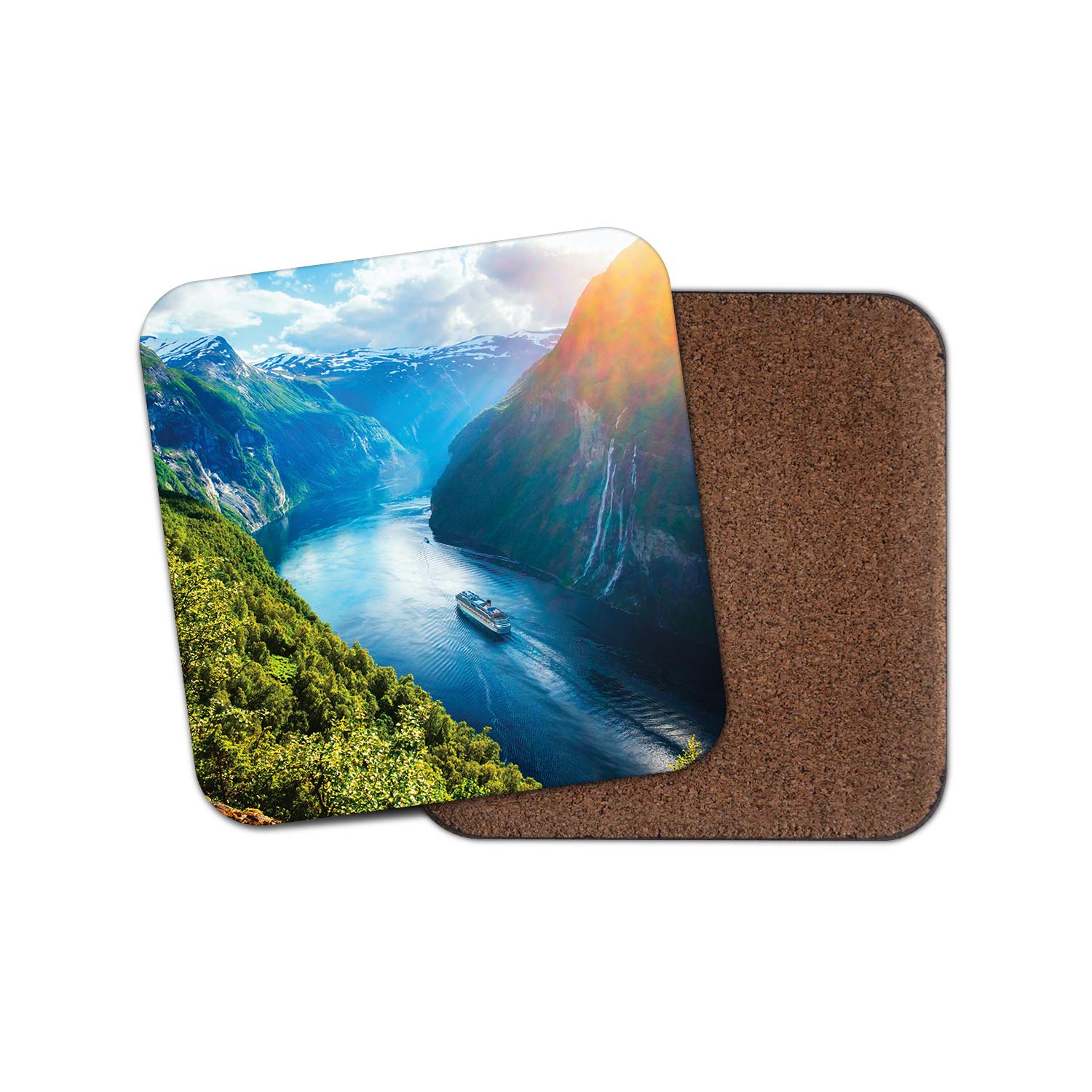Destination Vinyl Ltd Multicolor 1 X Norwegian Views Coaster - Norway Sunny Mountain Fjord Lake Travel #16951