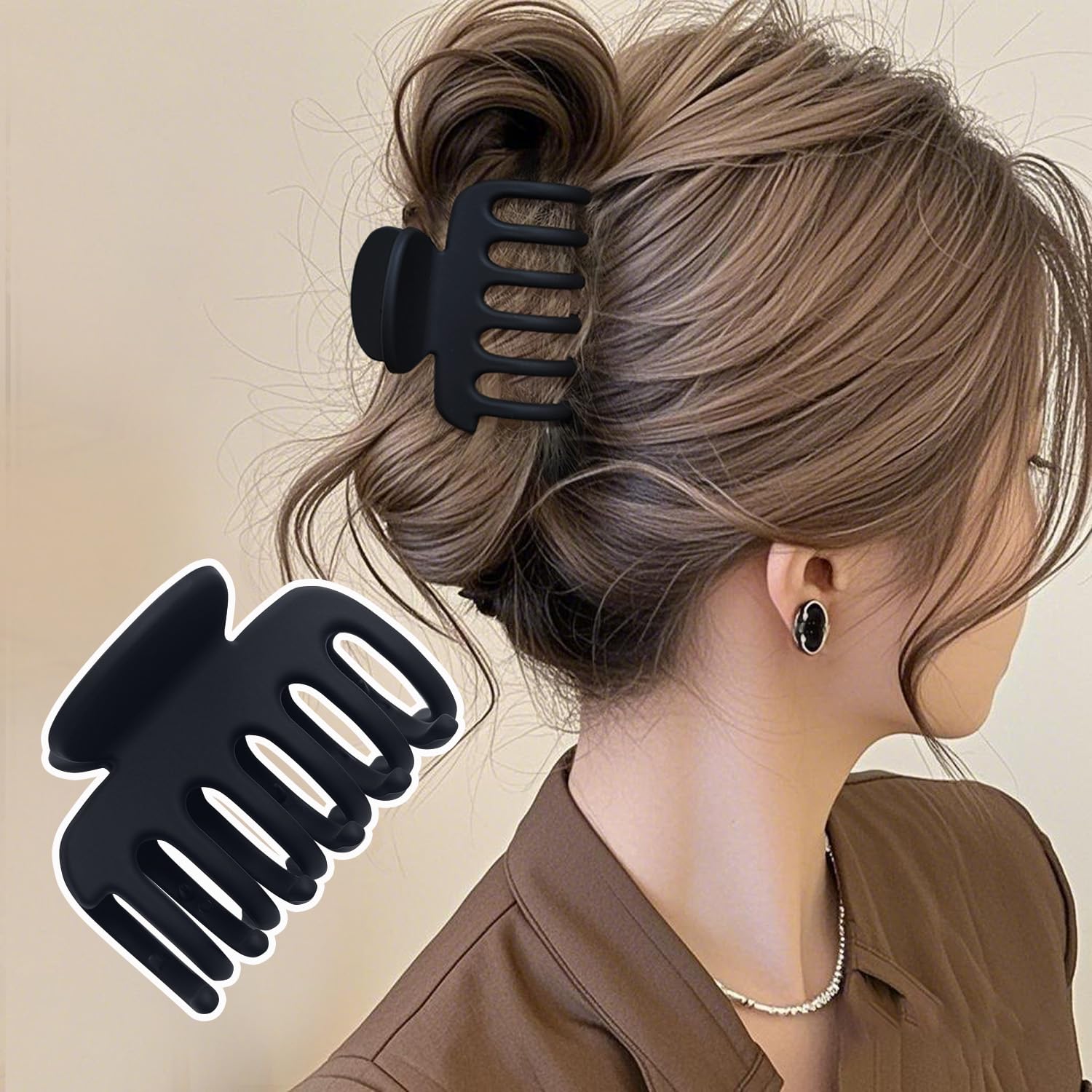 2.7 Inch Hair Claw Clips No Slip Matte Black & Leopard Unbreakable Claw Clips for Momen Thin and Medium Thick Hair, 3 Pack - Image 7