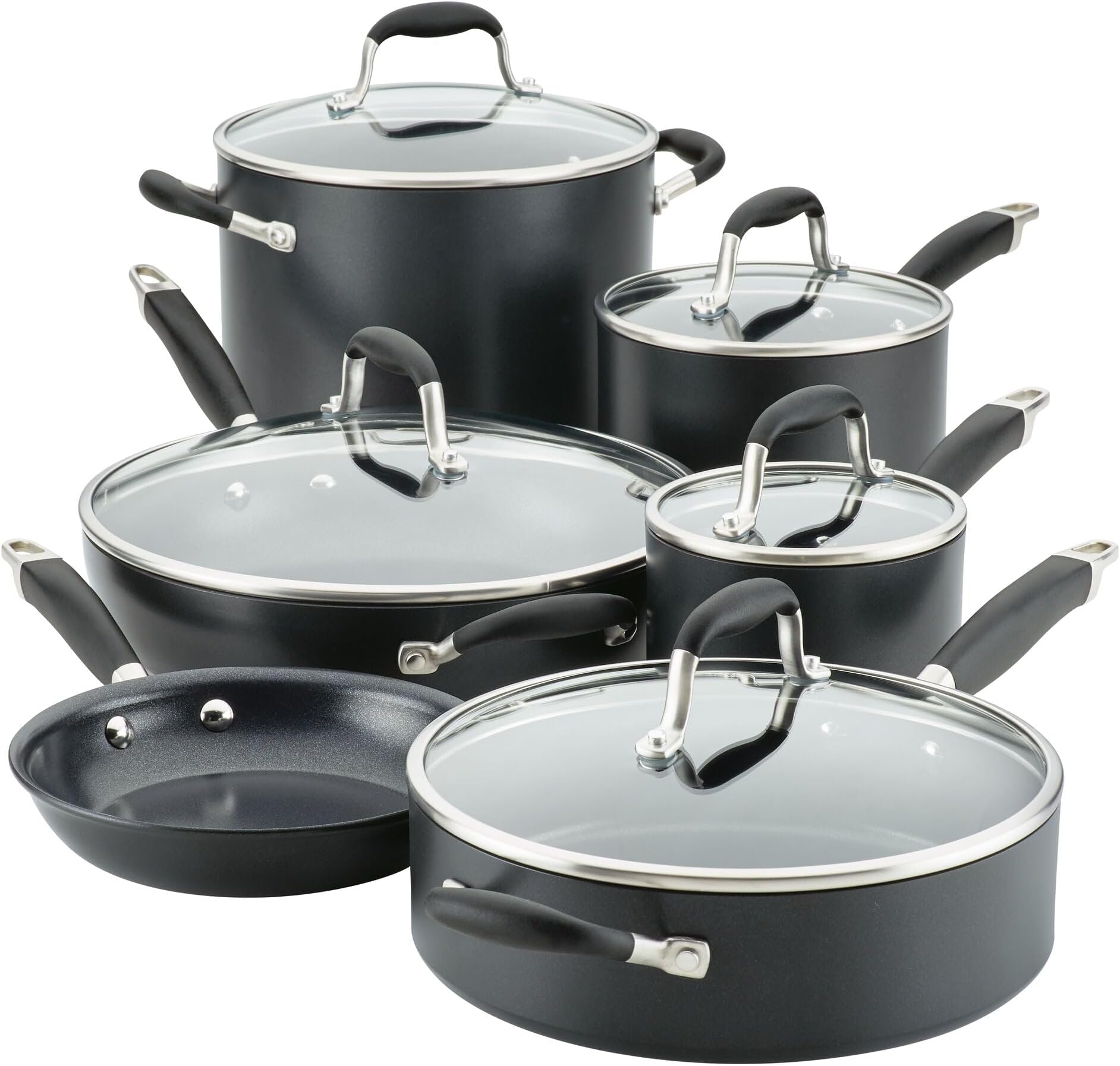 Advanced Home Hard-Anodized Aluminum 11-Piece Cookware Set (84652, Onyx)