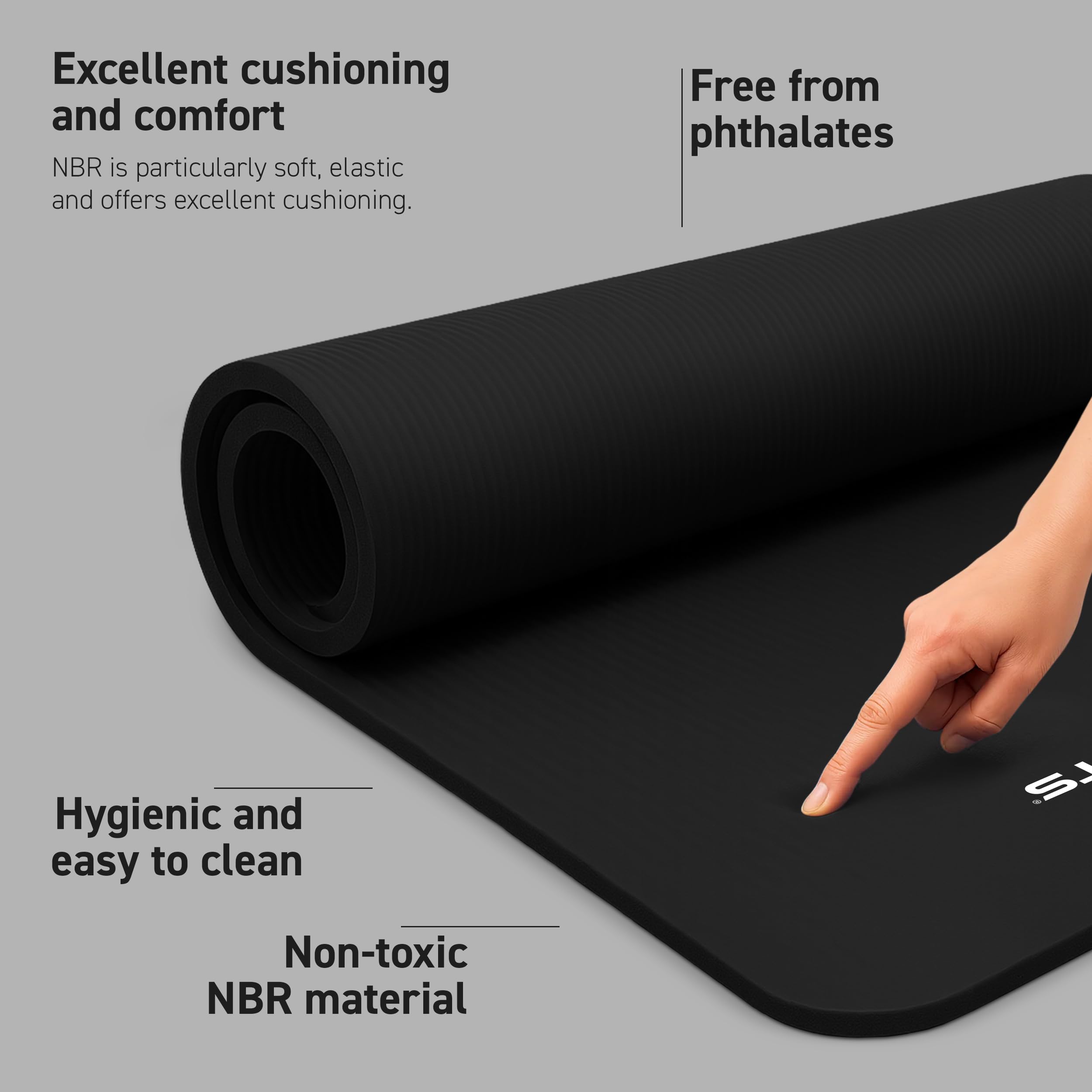 MSPORTS Yoga Mat Premium Non Slip Thick – Extra Comfortable Exercise Mat for Home Workouts, Pilates, Stretching &amp; Gym – Cushioned NBR Foam, Gym Mat with Strap, for Women &amp; Men