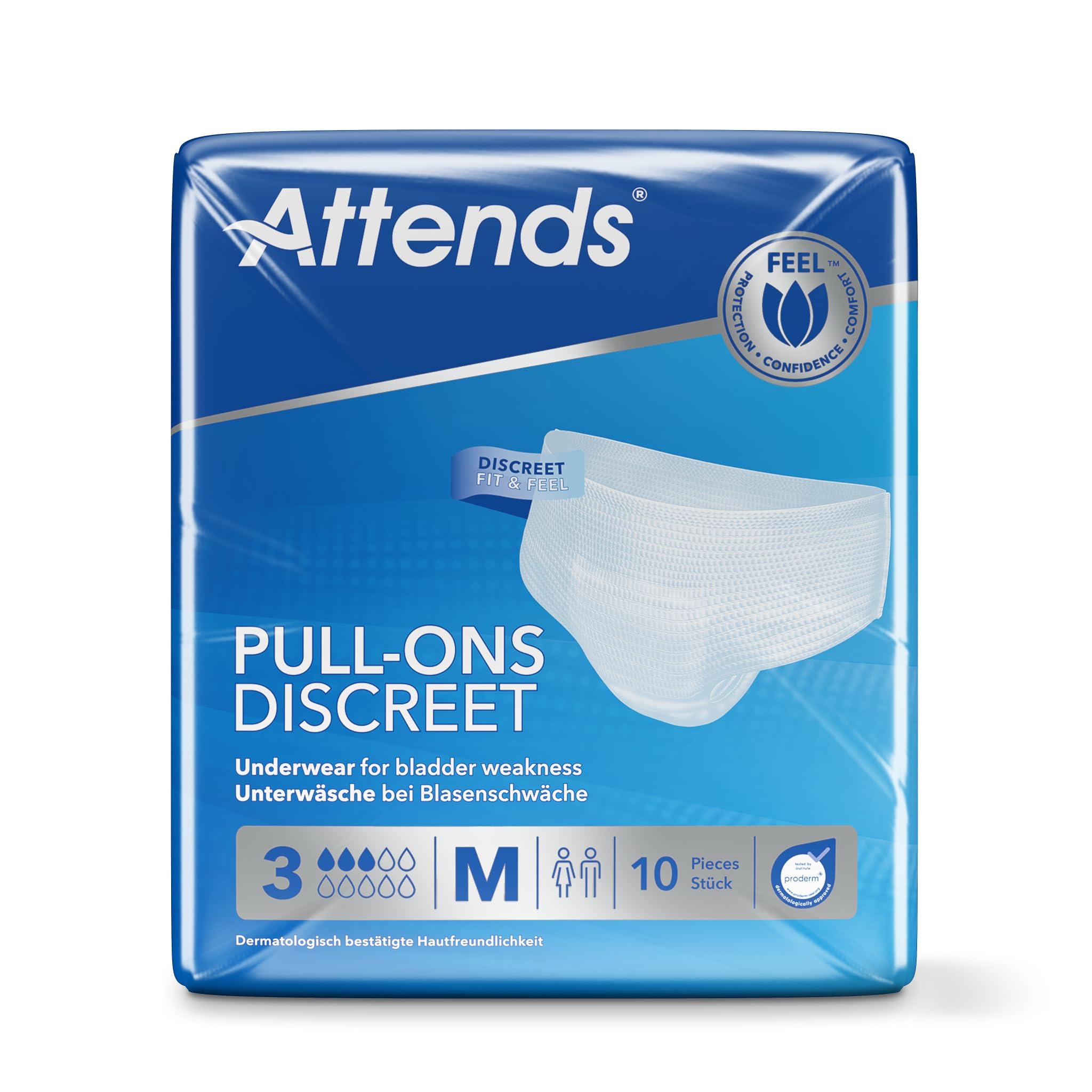 Discreet 3 Pull-Ons Underwear Medium Size | With Active Zone | Quick Dry Technology | Odour Protection | 100% Breathable | Disposable | 10 Pieces