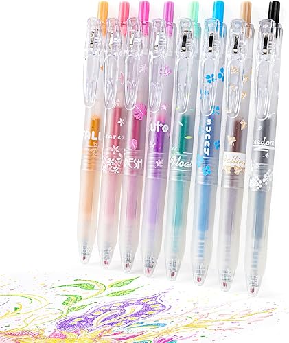 Bolígrafos de gel retráctiles de 8 colores, juego de bolígrafos de gel con purpurina colorida, estilo japonés de 0.028 in, bolígrafos estéticos de disponible en Yaxa El Salvador