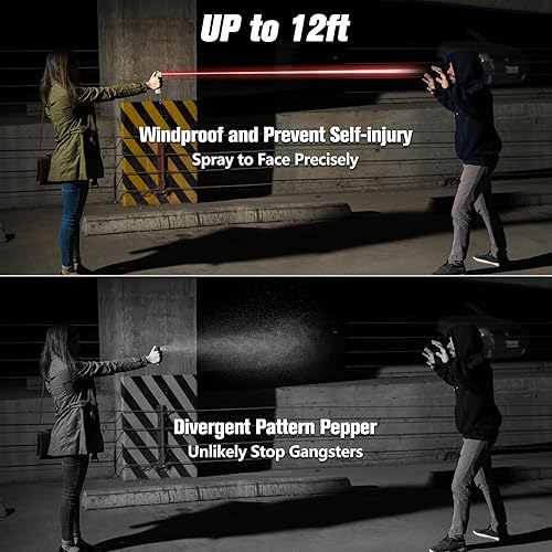 Miniatura 4 de Alarma de seguridad personal 3 en 1 con gel en aerosol de pimienta, llavero de autodefensa para mujeres, juego de llaveros para protección de