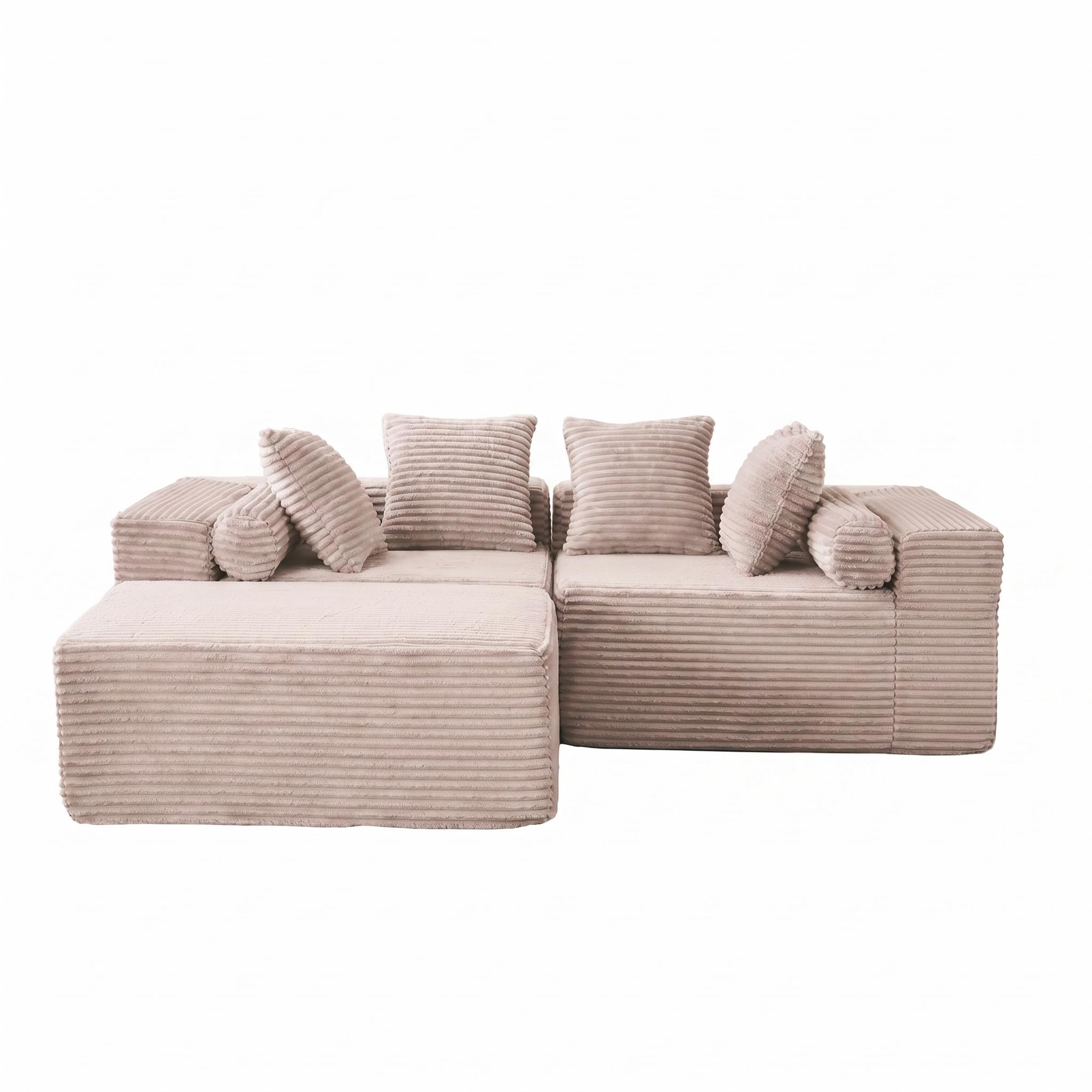 Canapé d'angle modulaire en forme de L, canapé avec chaise XXL, canapé-lit de salon, pas de montage, housse en chenille beige