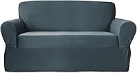 Vista 7 de Zenna Home, Funda para muebles azul pizarra: funda elástica de felpa de 1 pieza para sofá biplaza