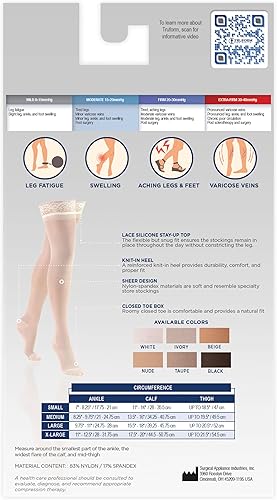 Miniatura 4 de Truform Medias de compresión transparentes, 15-20 mmHg, longitud alta hasta el muslo para mujer, 20 denier, beige, XL