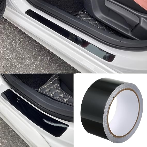 10 cm x 900 cm Glossy Black Car Film Self-Adhesive Car Film Chrome Erase Wrapping Film for Car & Motorcycle (Black 10 cm x 900 cm)