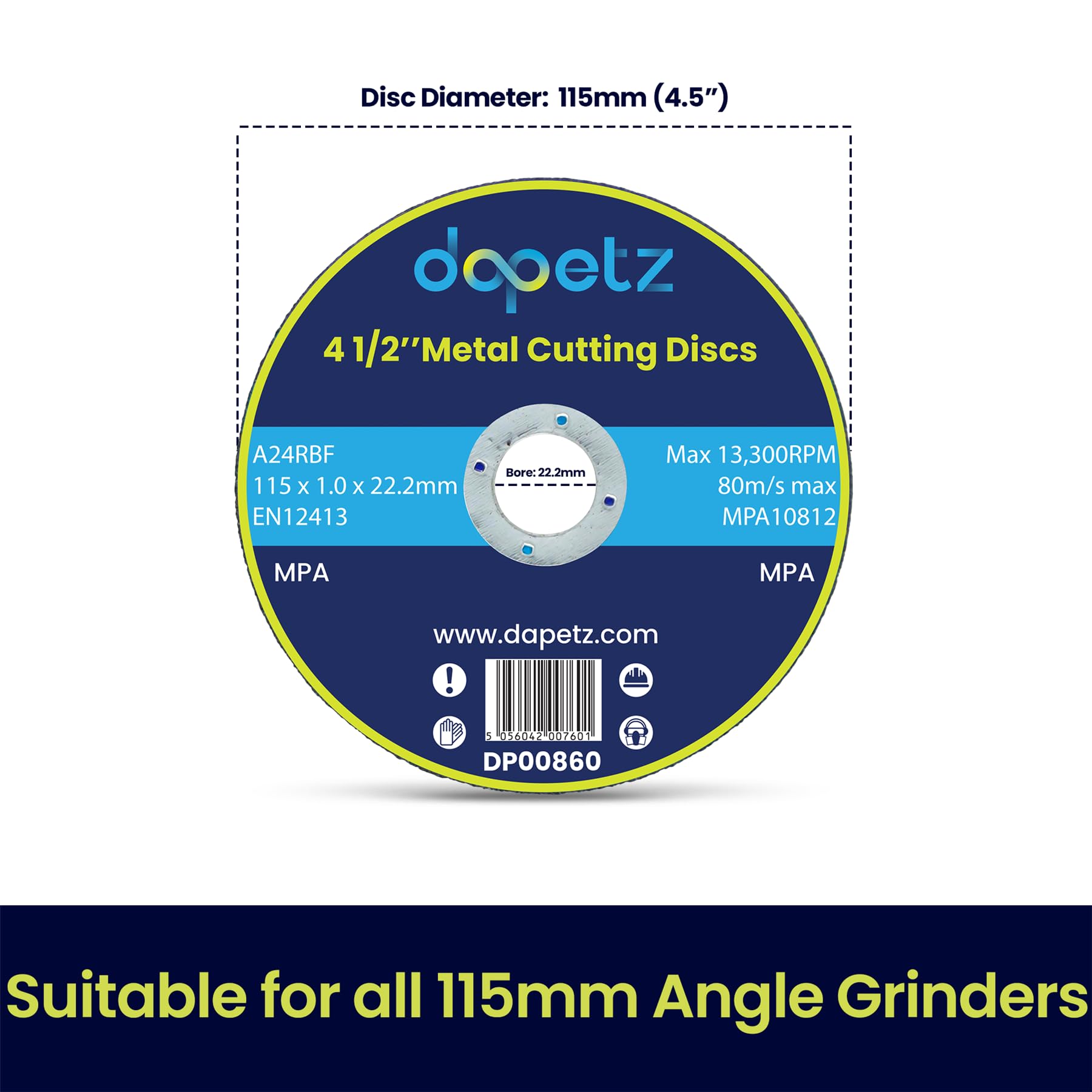 dapetz 100 x Discos de corte para metal 1mm Muy Delgado 4 1/2" 115mm DISCO METAL ACERO inox.