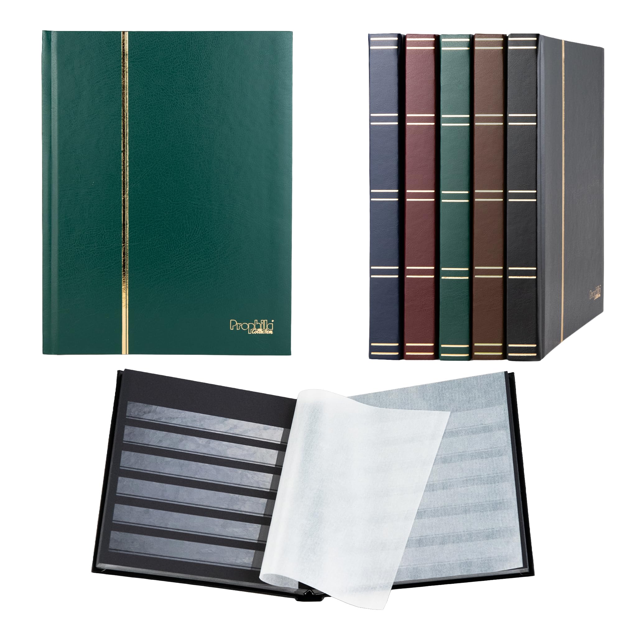 Prophila album pour timbres, 32 pages, intérieur noir (couv. vert)