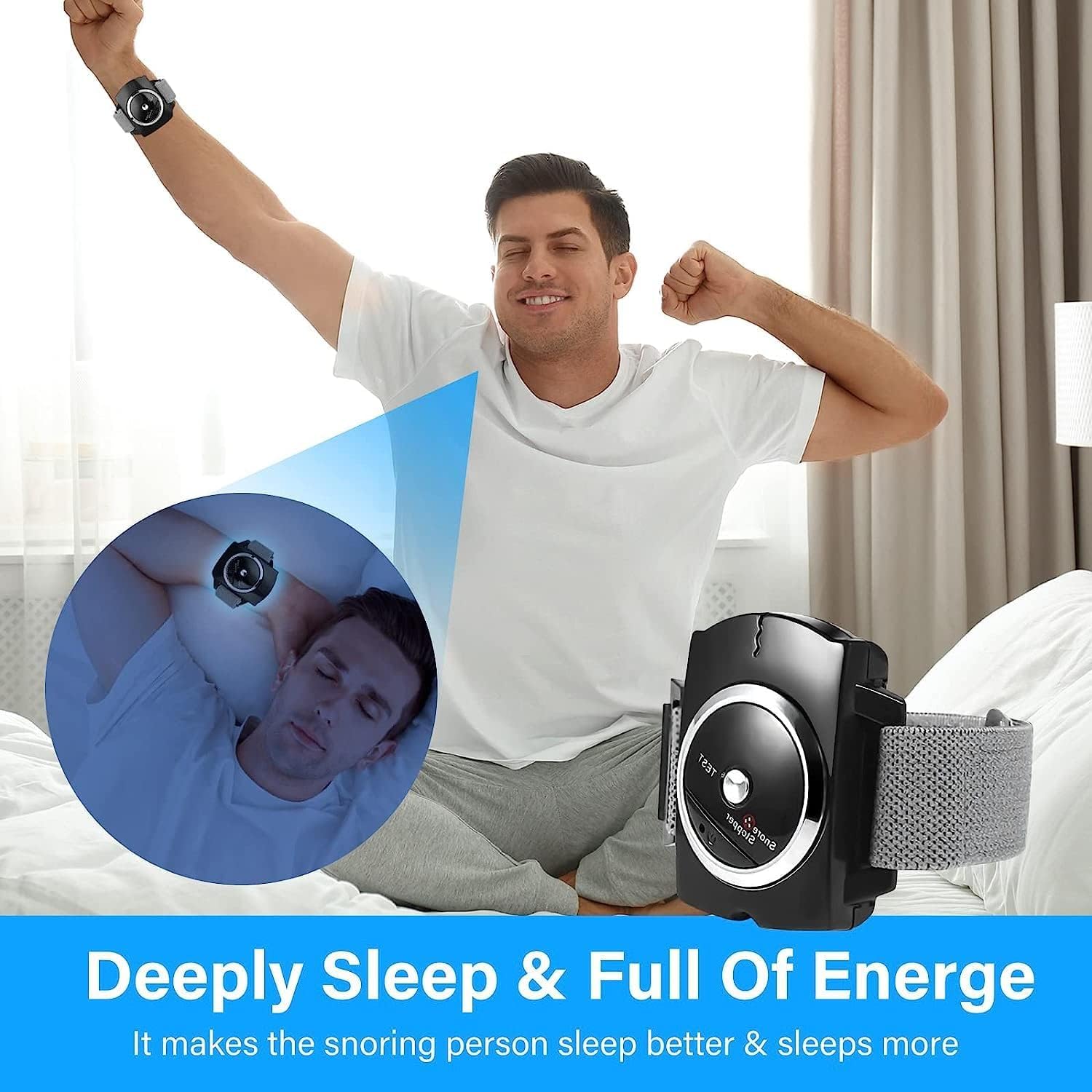 Pulsera para Ronquidos, Conexión para Dormir, Pulsera Antirronquidos, Solución Efectiva para Ronquidos, Reloj Inteligente Antirronquidos IR Transpirable Ajustable para Hombres y