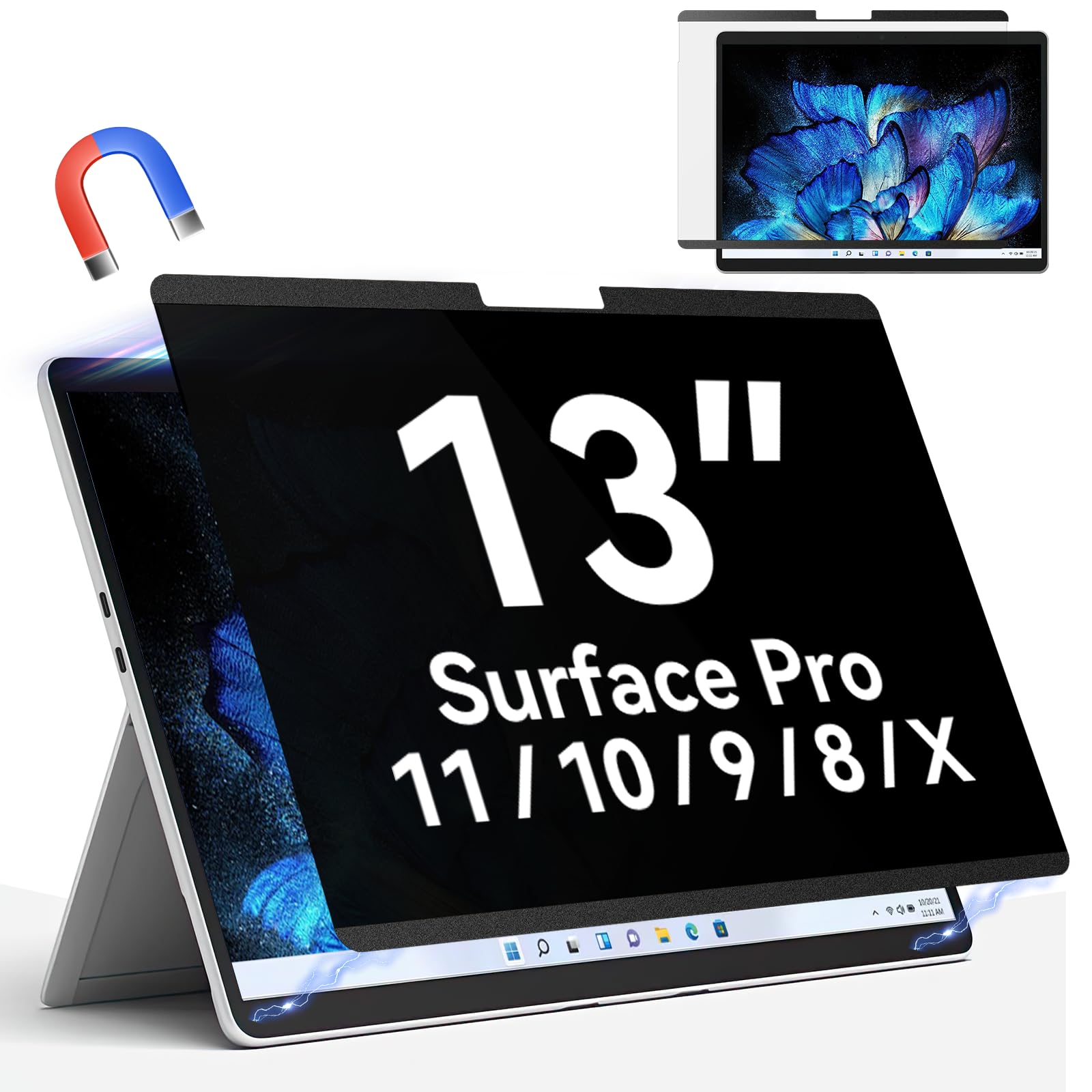 Filtro Privacidad Magnetico para Microsoft Surface Pro 9/Pro 8/Pro X, 13 Pulgadas Protector de Pantalla para Surface, Extraíble Screen Protector Anti luz Azul Antiespia Antirreflejos