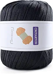Fio de Algodão para Crochê, 114 Jardas/Fio, Bolsa de Praia de Verão, 105m/50g, Preto