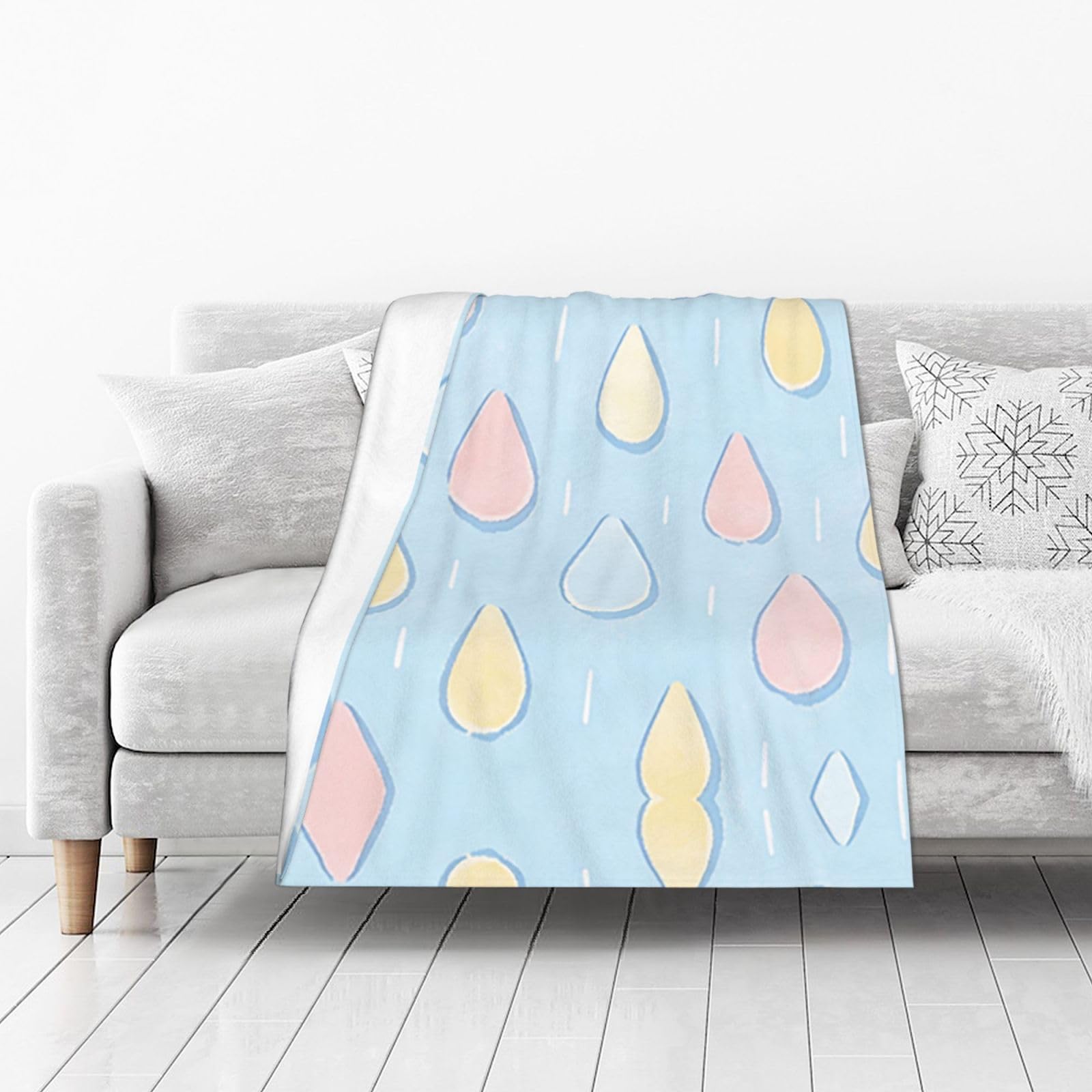 DUYIOKH Pastel Drops Print Thick Throw Blanket, Blanket for Couch Bed Warm Travel Blanket for Camping Movie Night