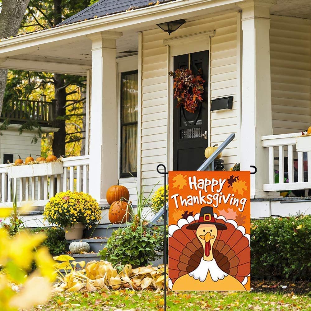 Thanksgiving Gartenflagge Mit Truthahn-Motiv – Doppelseitig, 30,5 X 45,7 Cm, Aus Polyester