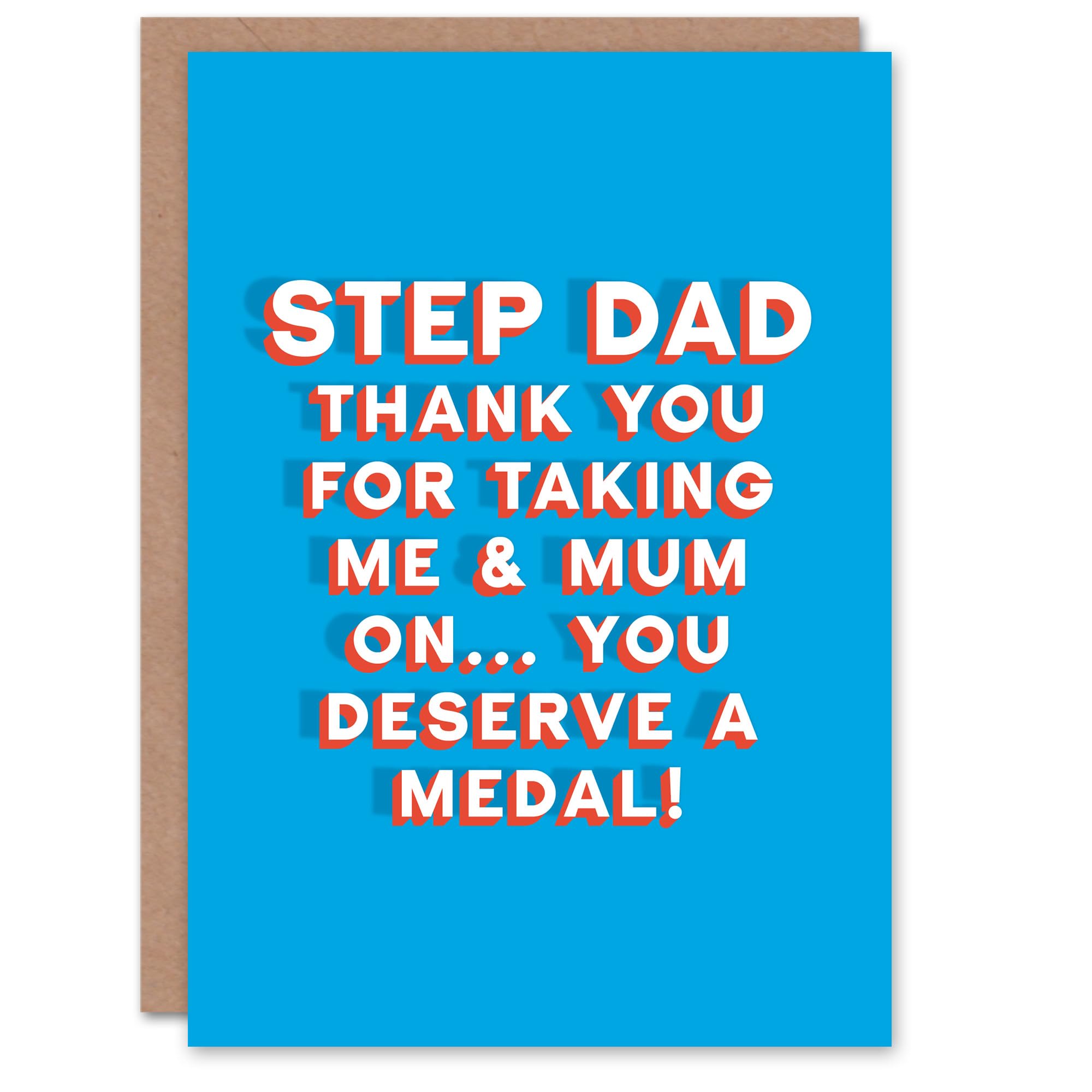 Fathers Day Card Stepdad You Deserve A Medal Fun Funny Cheeky Humour Joke For Him Dad Father Greeting Card