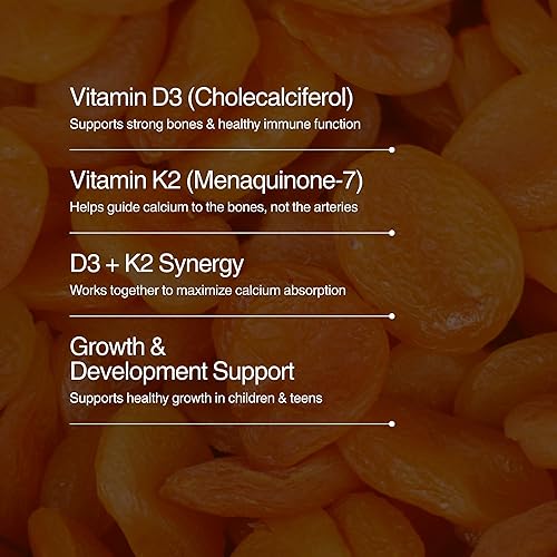 Miniatura 6 de Zahler - Tabletas masticables de Vitamina D3 + K2 Junior para niños | Vitamina D para niños 2000 IU | Gomitas deliciosas de Vitamina D K2 para