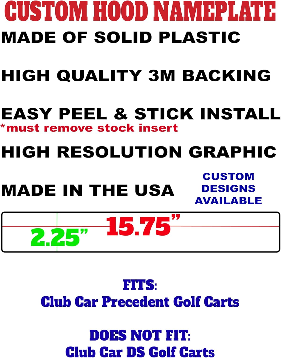 Black and Grey American Flag Club Car Precedent Golf Cart Front Name Plate. Fits Club Car Precedent Carts. Custom Made in The USA!! (Black & Grey Flag)