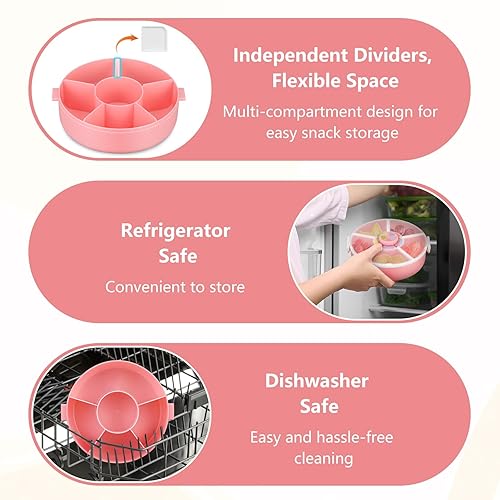 Miniatura 4 de Kids Original Snack Spinner Bundle  Contenedor reutilizable para aperitivos con dispensador de 5 compartimentos y tapa, sin BPA y PVC, apto para