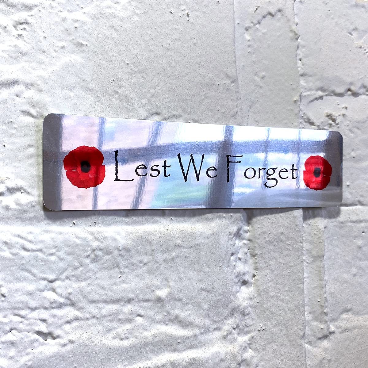 ShopQuality4U Plaque Military Poppy Lest We Forget Printed on Mirror Metal Aluminium Plaque Personalised Poppy Set, Custom Design, Flanders fields/personalised to remembrance, Custom Gift