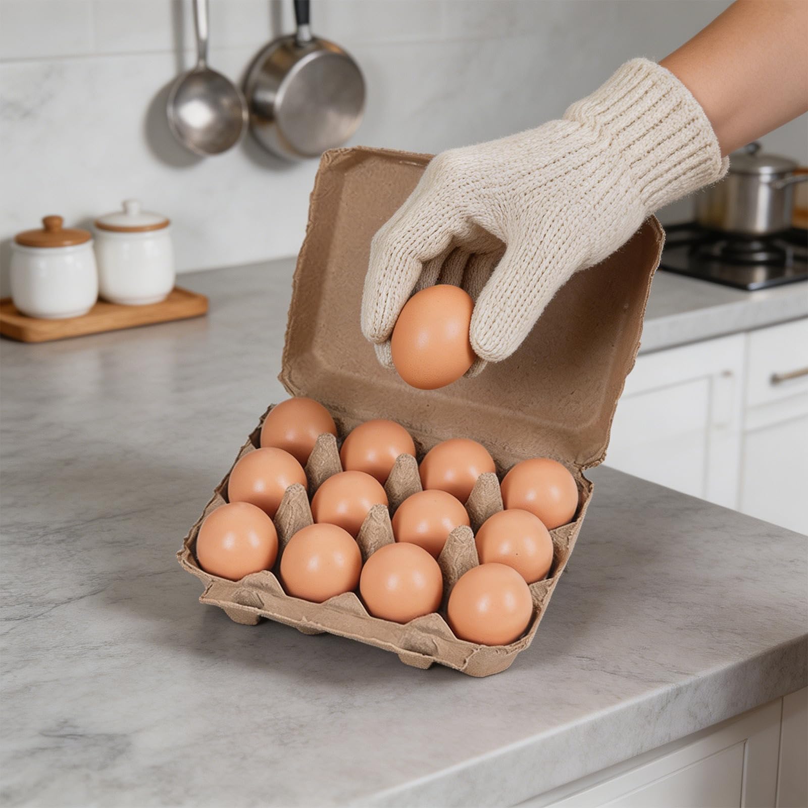 50 Piezas Porta Huevos de con Diseño Transpirable Cartones de Huevos de 12 Compartimentos para Uso Doméstico Herramienta de Organización de Cocina Cartón de Ovocitos