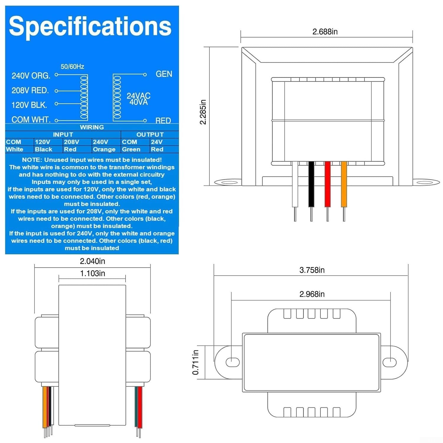 HVAC Transformator 24V 40VA für Heizungssteuerung(2PCS)