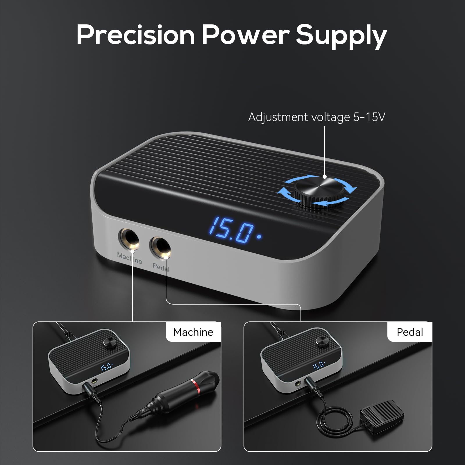 RHEIN Tattoo Maschine Set mit Power Supply 10PCS Cartridges 7 Colours Ink Tattoo Kabel Pen Machine Komplettes Zubehör RN-TKP6B-1-EU