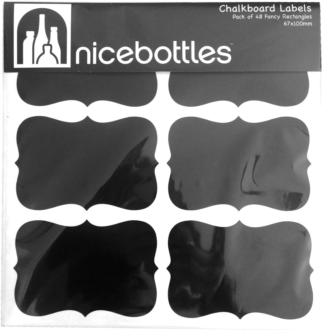 nicebottles Chalkboard Labels, Large Fancy Rectangles - 3" X 4" , Pack of 48