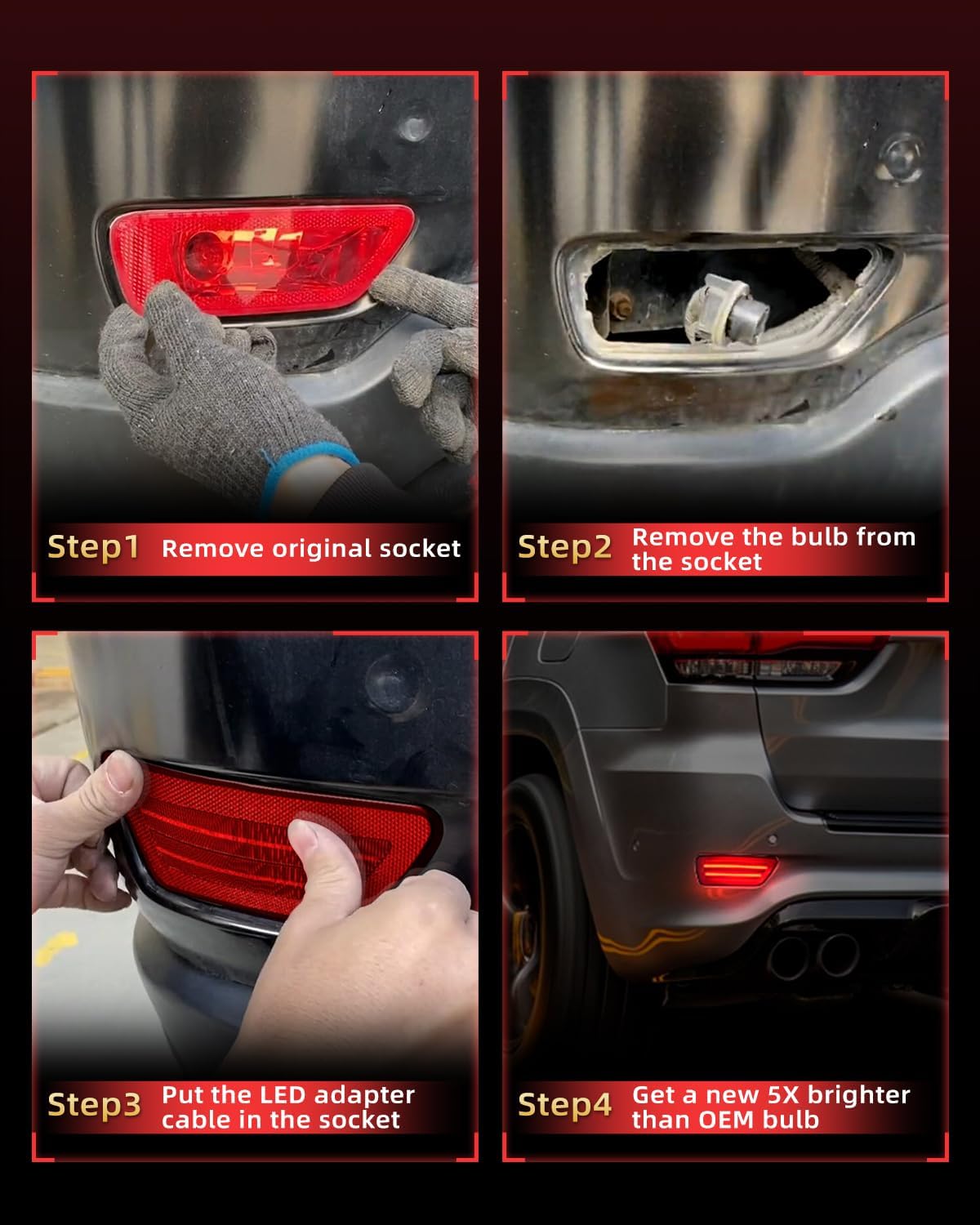 LED Rear Bumper Reflector Lights Compatible with Jeep Compass 2011-2017 Fog Light Assembly for Grand Cherokee 2012-2018, Patriot 2013-2017, Dodge Journey 2011-2020 Pack of 2