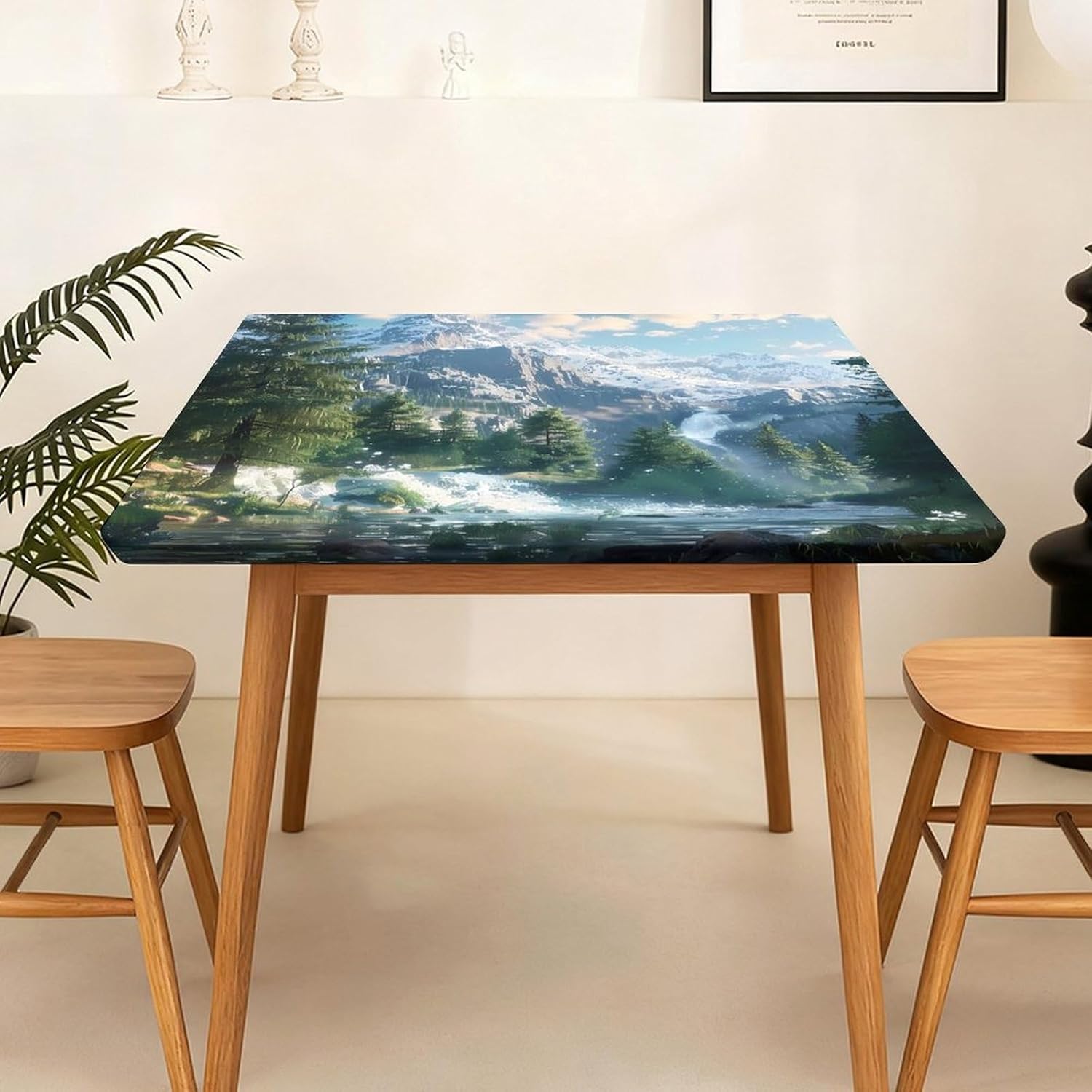 Waterfall Mountain Square Tablecloth Print Table Cloths Table Cover Wedding Party Holiday Decor