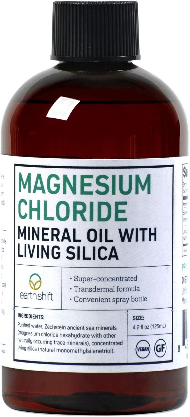Earth Circle Organics Magnesium Chloride + Living Silica - Relieves Muscle Soreness & Tensions, Reduce Stress, Fight Fatigue - Joint Muscle Support Promotes Restful Sleep and Overall Wellbeing -125 ML