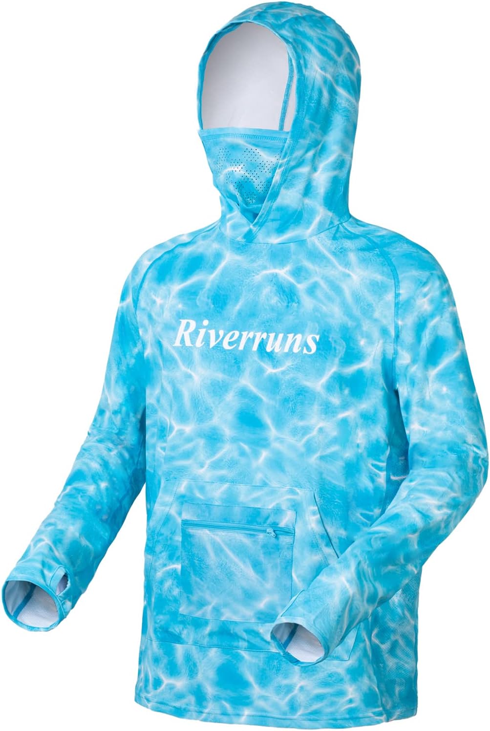 RiverrunsUPF 50+ Fishing Hoodie, Sun Hooded Fishing Shirt, Sun Protection Long Sleeves Shirt for Men Fishing