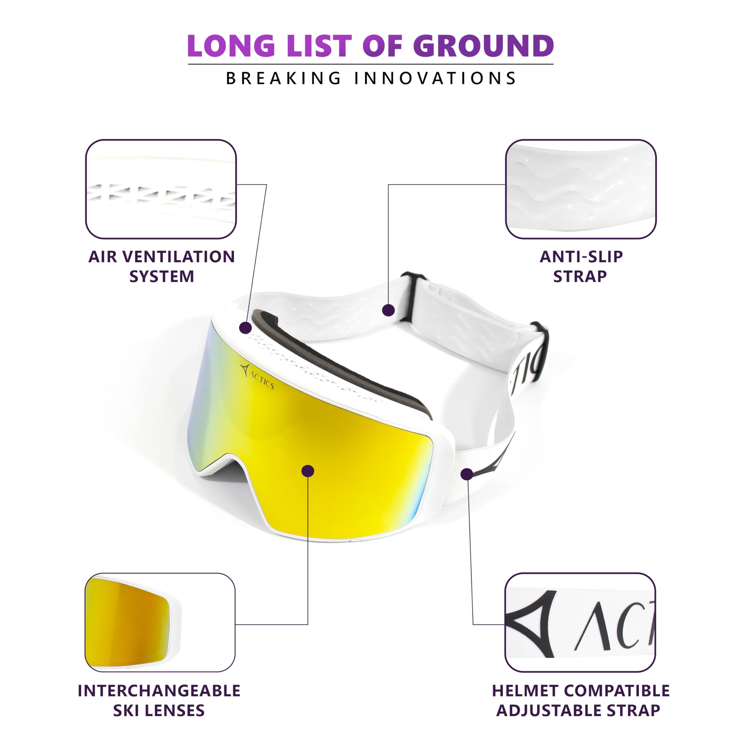 Eagle 2 - Maschera da sci Pro-Level, con potente lente magnetica intercambiabile, protezione UV400 al 100%, per uomini e donne, colore: bianco