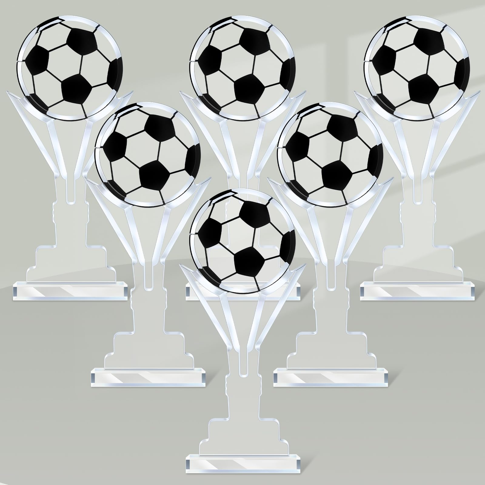Moucuny 6 piezas de adornos acrílicos para el premio del trofeo de fútbol, letrero de fútbol, recuerdo de partido de fútbol, premio de juego para equipo de fútbol, entrenador, miembro del club, regalo