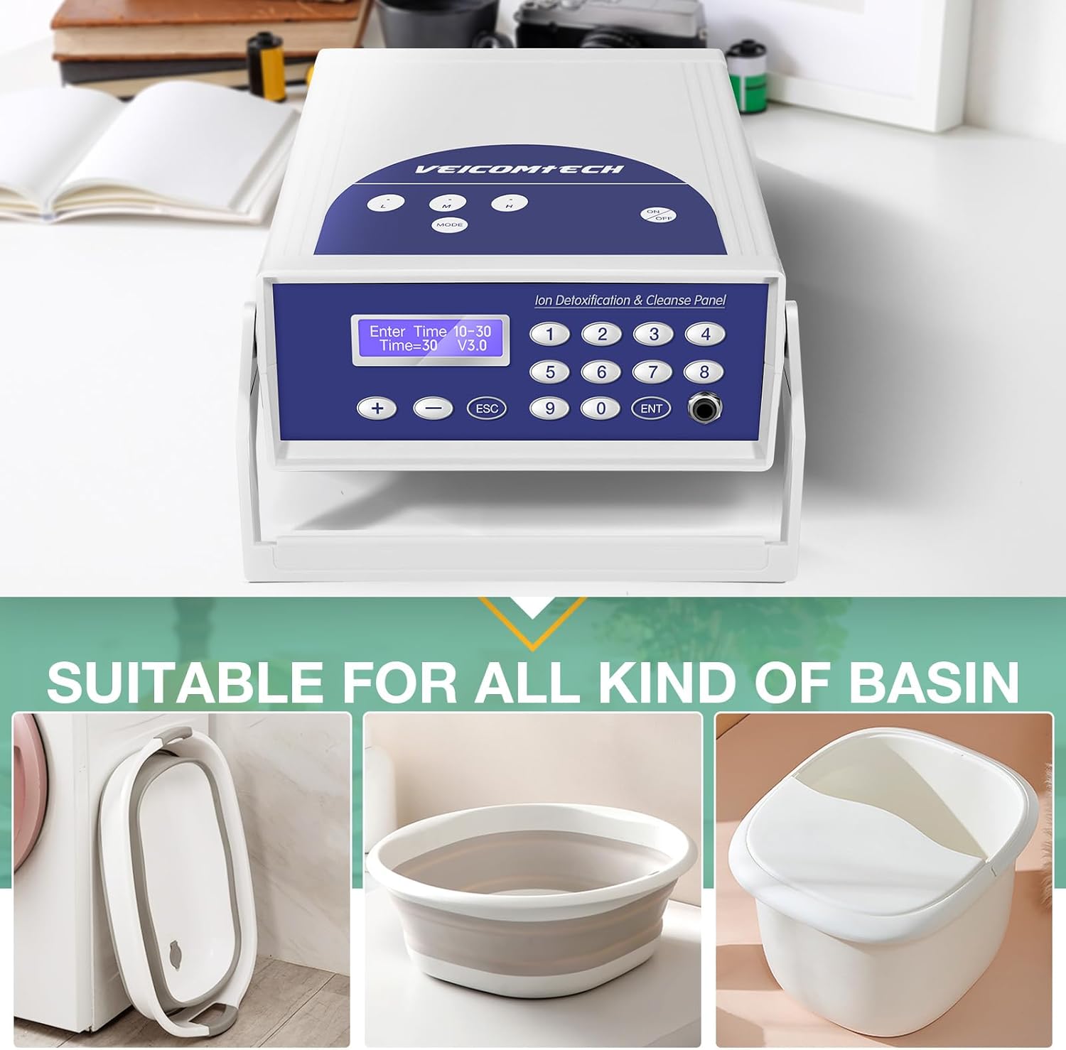 Close-up of the Ionic Detox Foot Bath Machine control panel and array