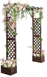 10 Garden Wall Trellis Ideas for Vertical Flowers and Vines 8 VINGLI Wooden Garden Arbor with Planter, Wedding Arch for Ceremony, Wood...