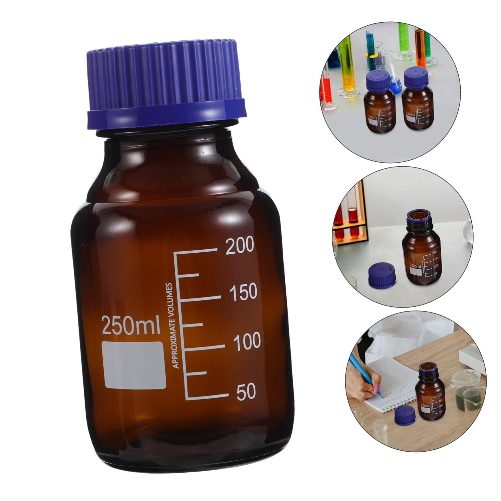 MAGICLULU 3stücke Glasflaschen mit Deckel Reagenzflaschen für Laborchemikalien Lichtdichte Verpackungsflaschen aus Glas für Flüssigkeitsproben Probenflaschen für Chemikalienlagerung