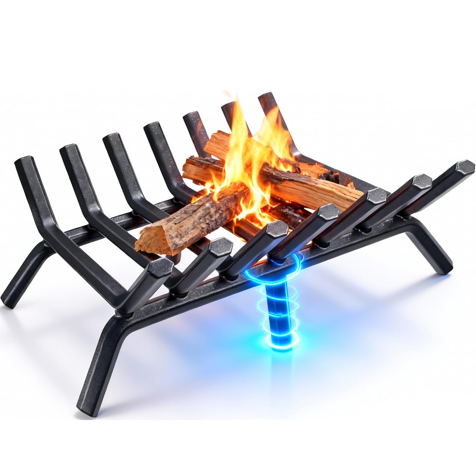 AMAGABELI GARDEN &amp; HOME Fireplace Grate 30 inch Fire Pit Grate Fire Place Log Holder Wrought Iron Heavy Duty Solid Steel Indoor Outdoor Camping Hearth Firepit Firewood Wood Burning Rack Stove