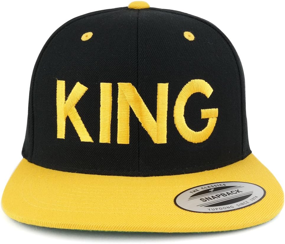 Trendy Apparel Shop King Two Tone Embroidered Flat Bill Snapback Cap