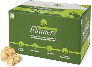 Flamers 200 pcs Fire Starter - Natural Fire Starters for Fireplace, Pellets Wood Stove, Fire Pit, Smoker, BBQ, Chimney, Pizza Oven - Firestarter for Campfires, Outdoor Camping, Grill Charcoal Starter