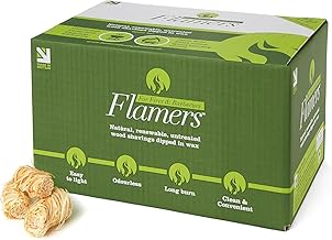 Flamers Firelighters - 200 Units Natural Fire Lighters for Wood Burner Firepit Bbq Pizza Oven Fireplace Chimenea Barbecue Fire Starter - Firestarter for Kiln Dried Kindling Log Coal Charcoal Briquette