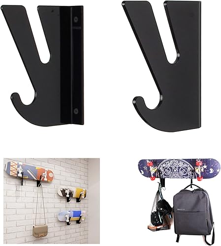 WANLIAN Estante de exhibición de montaje en pared para monopatín, estante de pared para monopatín con gancho de almacenamiento