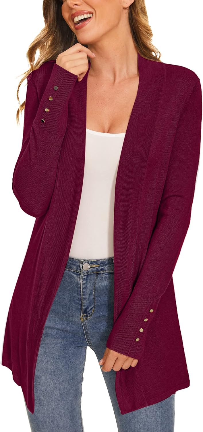 Cardigan for Women Dressy Casual Long Sleeve Open Front Knit Cardigan Sweaters