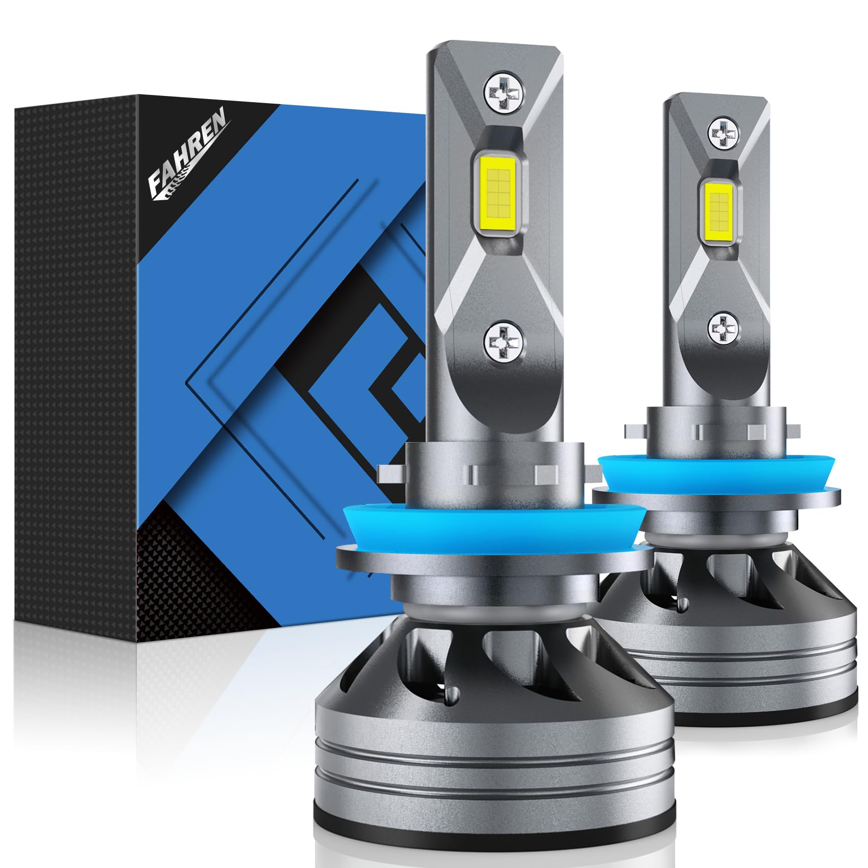 FAHREN H11/H8/H9 Light Bulb, 40000LM Super Bright, 6500K Cool White H11 Fog Light Bulb, IP68 Waterproof, Running Board Light Assemblies, CANbus Ready, Pack of 2