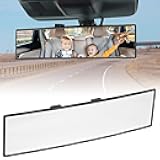 JOYTUTUS Rear View Mirror, 1800 curvature Flat Enlarged Universal Panoramic Rearview Mirror, Clip-on Wide Angle Rear View, Effectively Reduce Blind Spot for Car SUV Truck