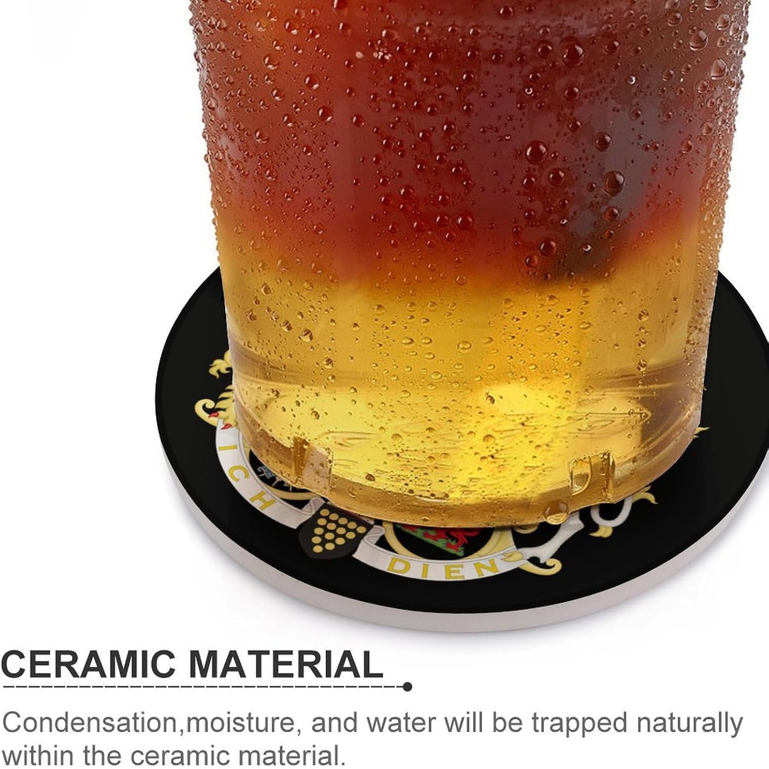 Coat Arms of The Prince of Wales Funny Round Ceramic Coasters for Drink Absorbent Cup Holders Tabletop Protection